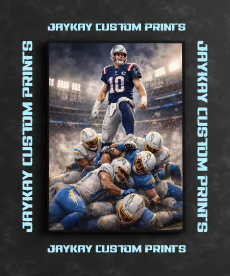 Discover New England Patriots Drake Maye football Poster Print - No Frame