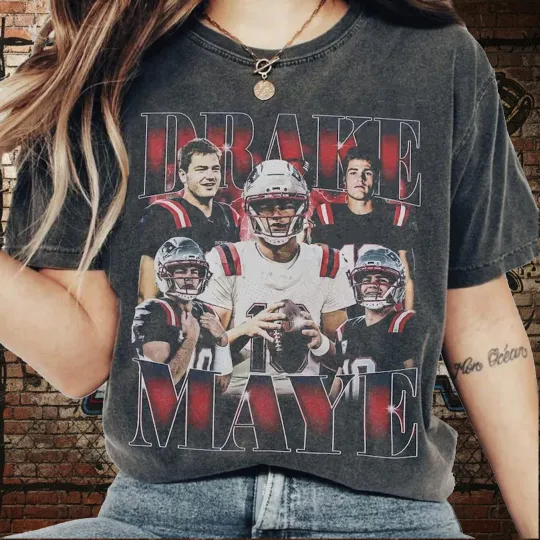 Discover Retro Drake Maye Shirt, Maye 10 New England Football Tshirt