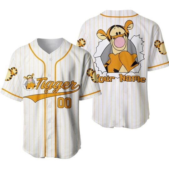 Discover Personalized Disney Tigger Winnie Pooh Baseball Jersey Shirt, Tigger Lover Baseball Jersey, Tigger Fan Baseball Shirt, Tigger Jersey Shirt