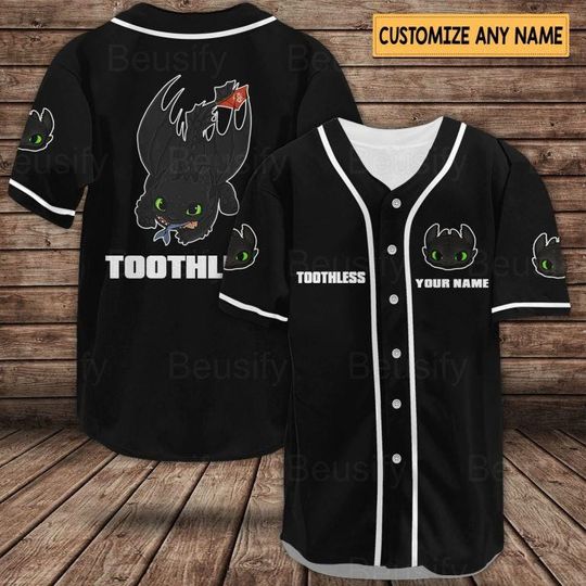 Personalized Toothless Baseball Jersey Shirt, Vintage Dragon Baseball Jersey for Fans