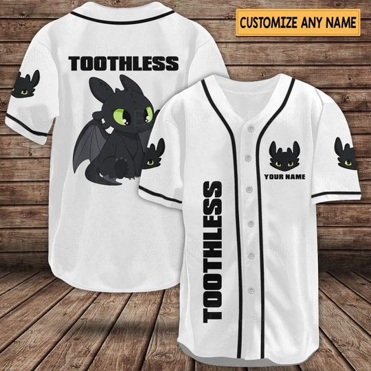 Personalized Toothless Baseball Jersey, Vintage Dragon Baseball Shirt for Fans