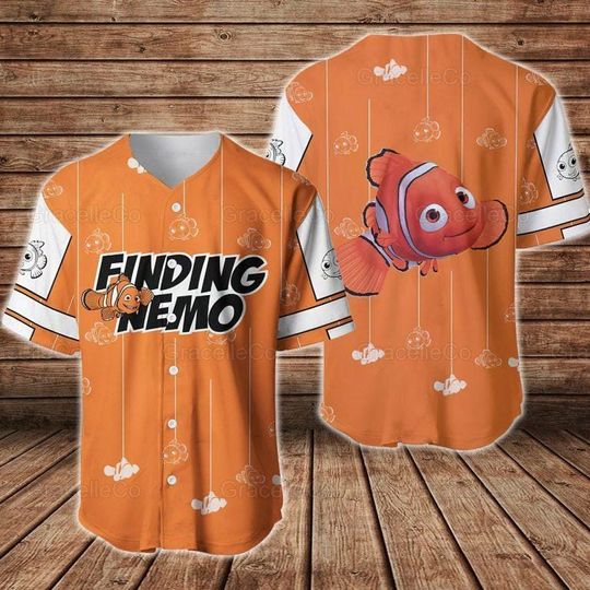 Discover Finding Nemo Baseball Jersey Shirt for Fans, Vintage Nemo Fish Baseball Jersey, Nemo Fish Movie Jersey