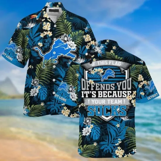 Discover Detroit Football Tropical Rivalry Hawaiian Shirt