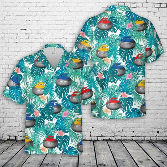 Curling Tropical Hawaiian Shirt - Short Sleeve Aloha Shirt for Summer and Casual Wear