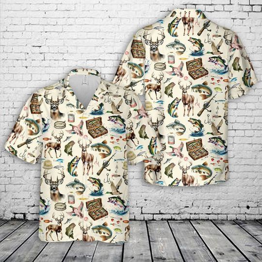 Discover Hunting Fishing Hawaiian Shirt - Summer Tropical Aloha Short Sleeve Button Down Shirt