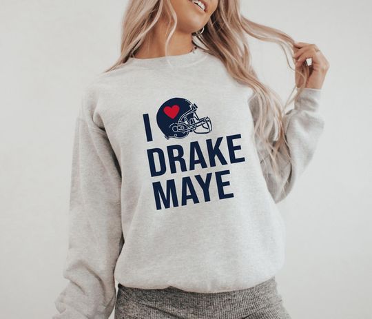 I Heart Drake Maye Sweatshirt | Football Helmet | New England Football Fan Boston Super Bowl
