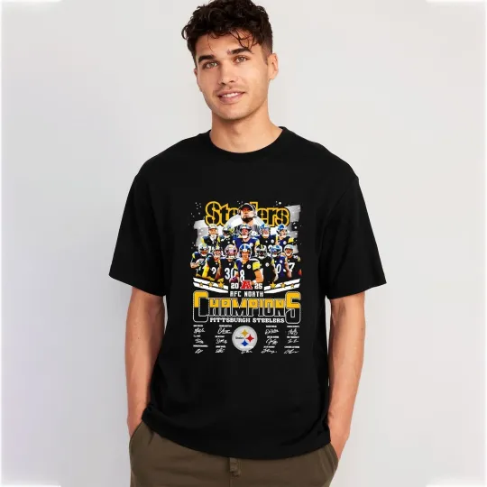Discover Pittsburgh Steeler 2025 AFC North Division Champions T-Shirt