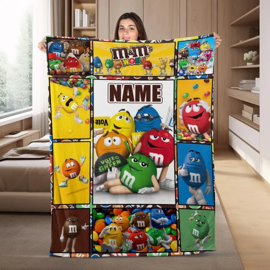Discover Personalized M and M Blanket, MMs World Fleece Blanket, M and M Candy Blanket