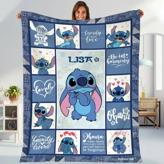 Discover Personalized Stitch Blanket, Lilo Stitch Blanket, Stitch Birthday Gifts Angel