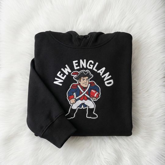 Discover Embroidered New England Football Sweatshirt, Game Day Shirt, Unisex Clothing For Patriots, Hoodie Fan Gift, Maye Lover TShirt Sweater