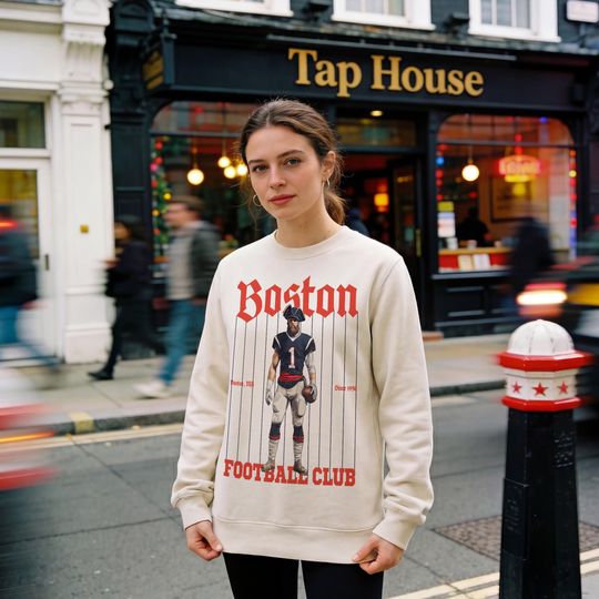 Discover Boston Football Club Sweatshirt, Retro New England Sports Fan Crewneck Sweater