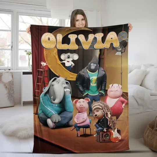 Discover Personalized Sing 2 Blanket, Pig Rosita Johnny Jimmy Nooshy Clay Calloway Character