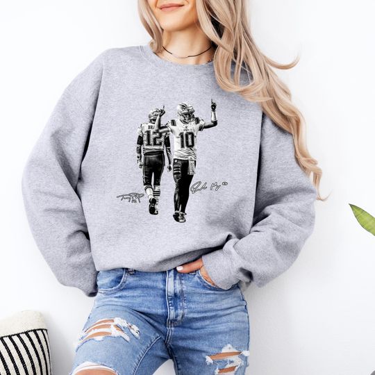 Discover Drake Maye & Tom With Signature Sweatshirt, Football Y2k Rap Crewneck, New England Football Vintage Tee, Game Day Shirts