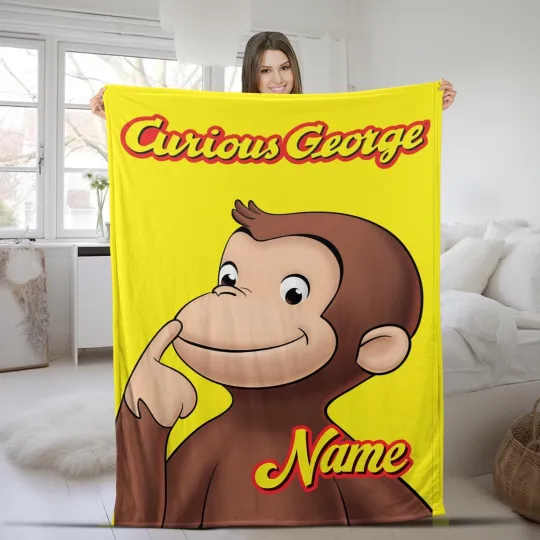 Discover Customized Curious George Blanket, Personalized Flannel Couch Nap Blanket