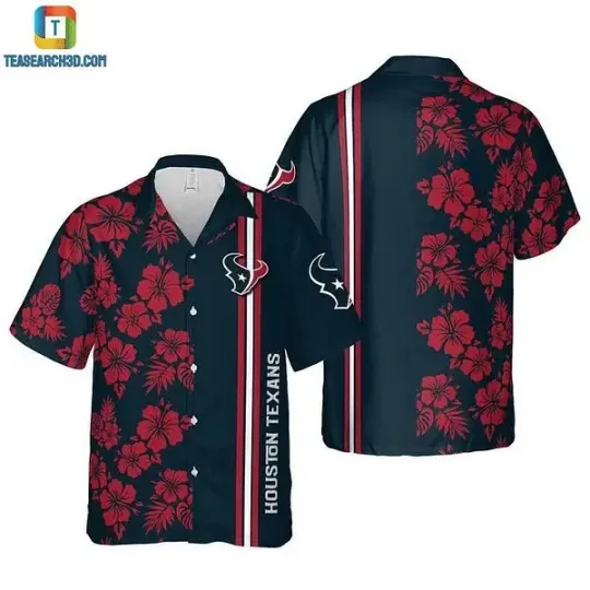 Discover football Houston Blue Red Flower Hawaiian Shirt