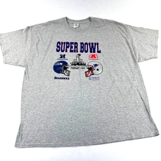 Discover New England Patriots Seattle Seahawks Super Bowl XLIX Champions T-Shirt