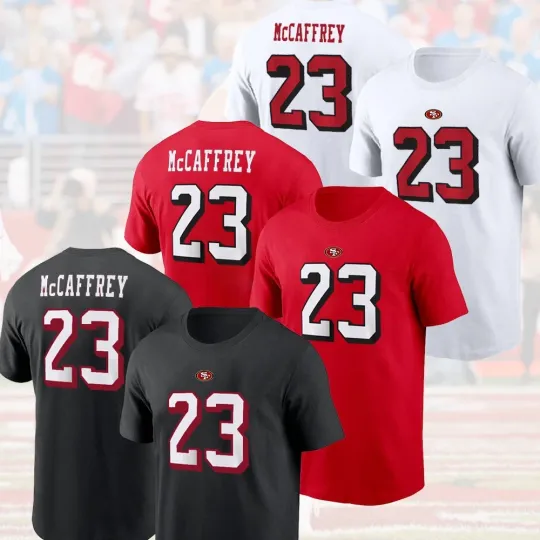 Discover Christian McCaffrey #23 San Francisco 49ers Double Sided T-Shirt 2025