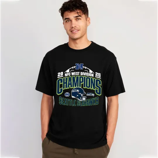 Discover Seattle Seahawks NFC West Division Champions Helmet T-Shirt