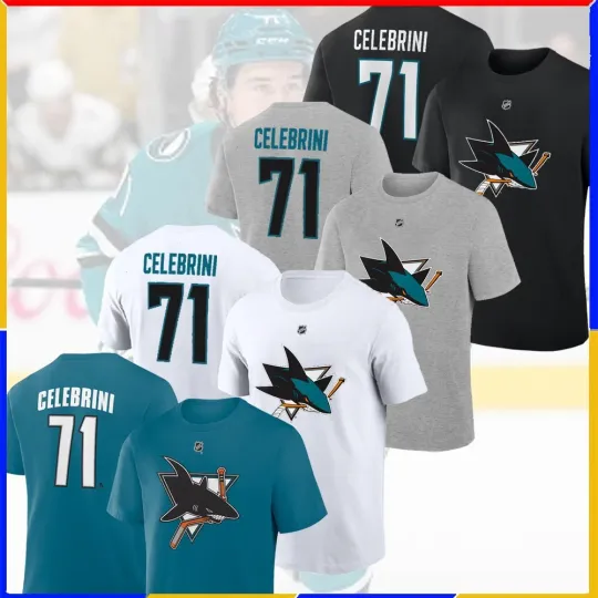 Discover Macklin Celebrini #71 San Jose Sharks 2025 Player Name and Number Double Sided T-Shirt