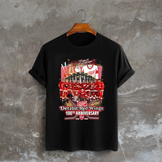 Discover Detroit Red Wings 1926-2026 100th Anniversary T-Shirt, Gift For Fans