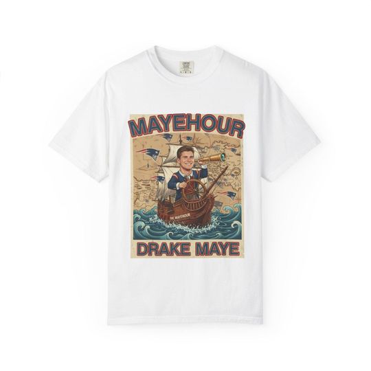 Discover Mayehour Drake Maye T-shirt Vintage Sailing Portrait Patriot Tee