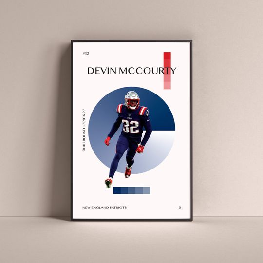 Discover Devin McCourty Poster New England Patriots Football Wall Art Minimalist Vertical Poster for Home Kids Game Room Man Cave