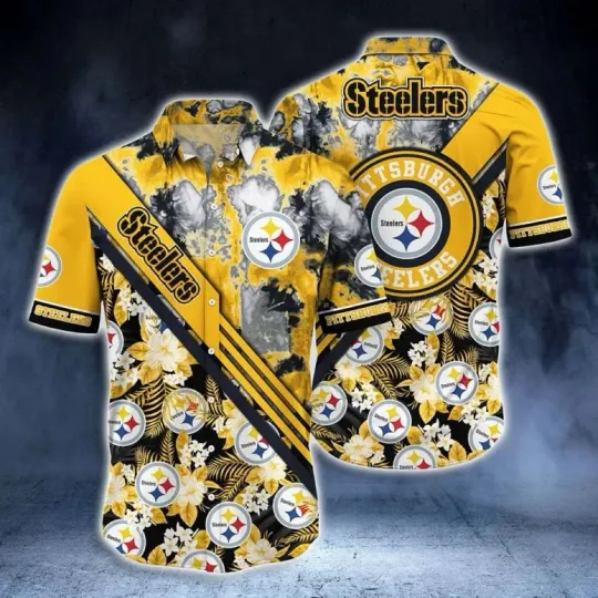 Discover Pittsburgh Football Floral Storm Hawaiian, Gift For Friends, Gift For Fans