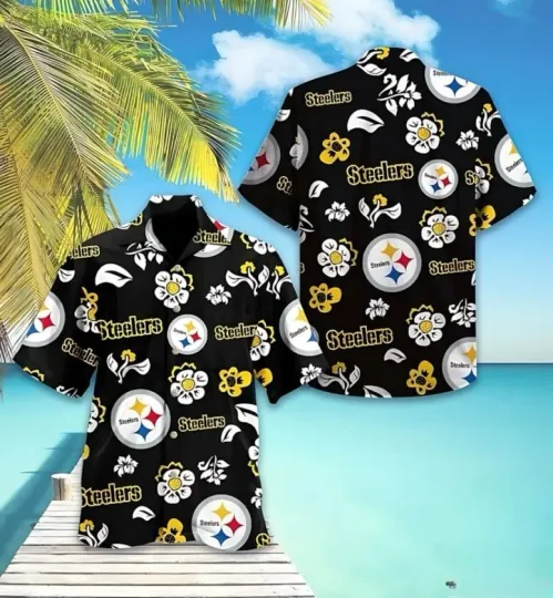 Discover Pittsburgh Football Floral Black Hawaiian, Gift For Friends, Gift For Fans