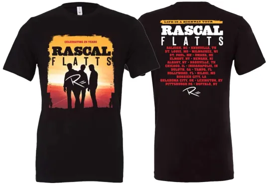 Discover Rascal Flatts 2026 Black Tour T-Shirt, Double Sided