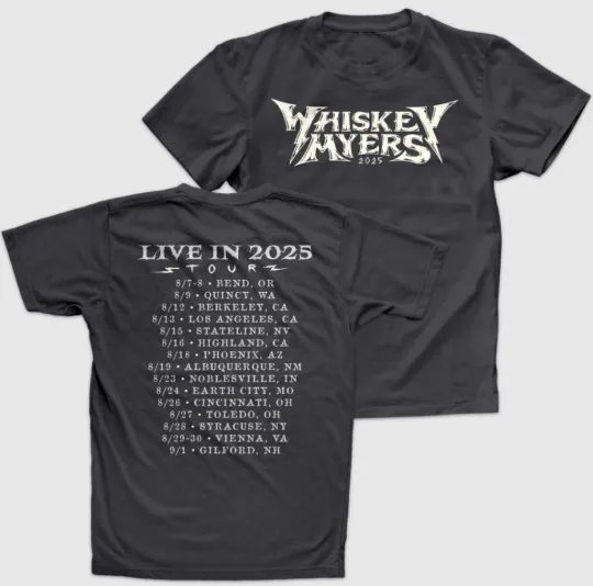 Discover Whiskey Myers Live In 25 Tour Double Sided T-Shirt