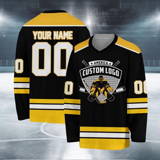 Discover Customizable Hockey Jersey with Team Name & Number Logo, Personalization Hockey Jersey Uniform for Teams, Ice Hockey Fans and Enthusiasts