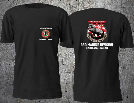 NEW USMC 3rd Marine Division Okinawa Double Sided T-Shirt