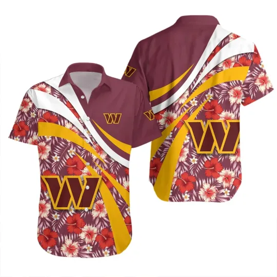 Discover Washington Football Floral Wave Hawaiian Shirt Gift For Friends, For Fans