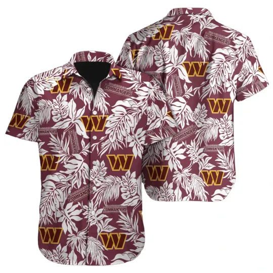 Discover Washington Football Tropical Leaves Hawaiian Shirt Gift For Friends, For Fans