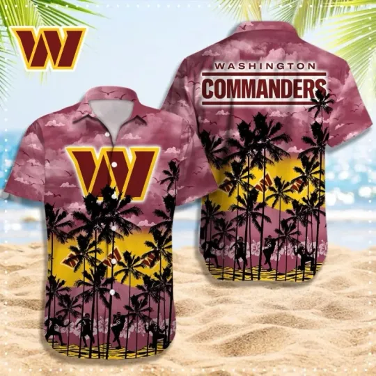 Discover Washington Football Sunset Palm Hawaiian Shirt Gift For Friends, For Fans