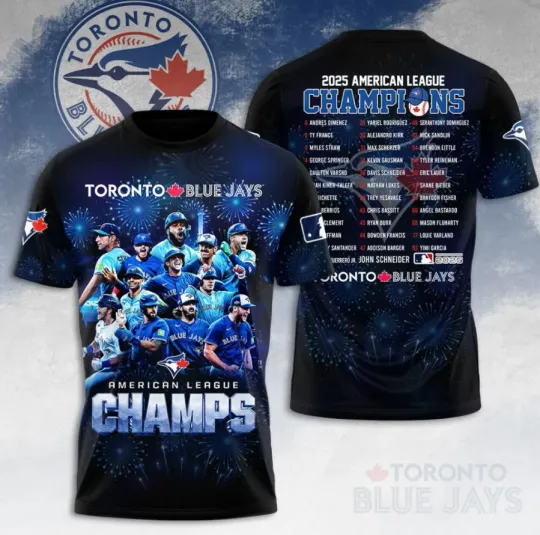 Discover Toronto Blue Jay 2025 American League Champions 3D T-Shirt