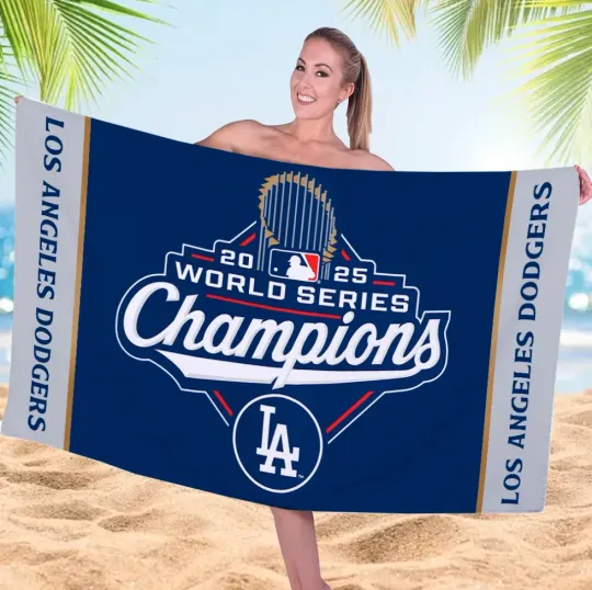 Discover Dodgerrss 2025 World Series Champions Rectangle Beach Towel