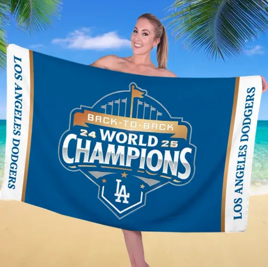 Discover Los Angeles Dodger World Series 2025 Rectangle Beach Towel