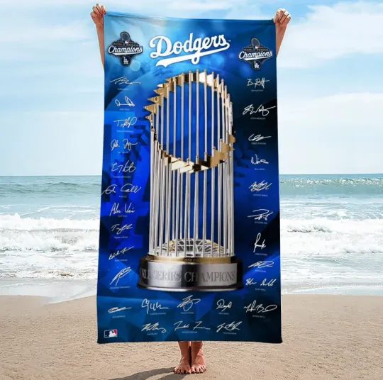 Discover Los Angeles Dodger Signatures Rectangle Beach Towel