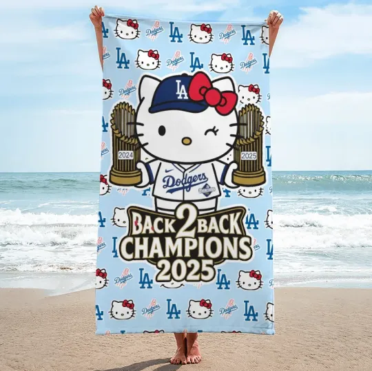 Discover Hello Kitttyy X Los Angeles Dodger Rectangle Beach Towel