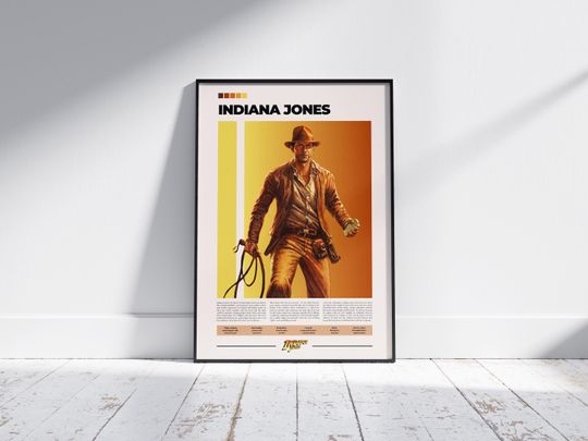 Indiana Jones Poster | Raiders Adventure Movie Print | Harrison Ford | Character Illustration