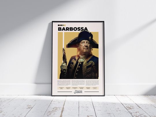 Discover Barbossa Poster | Pirates of the Caribbean | Geoffrey Rush | Vertical Movie Poster