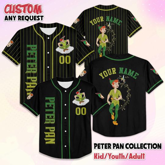 Discover Personalized Peter Pan Baseball Jersey, Disney Peter Pan Jersey, Disneyland Baseball Team Outfit, Birthday Gift