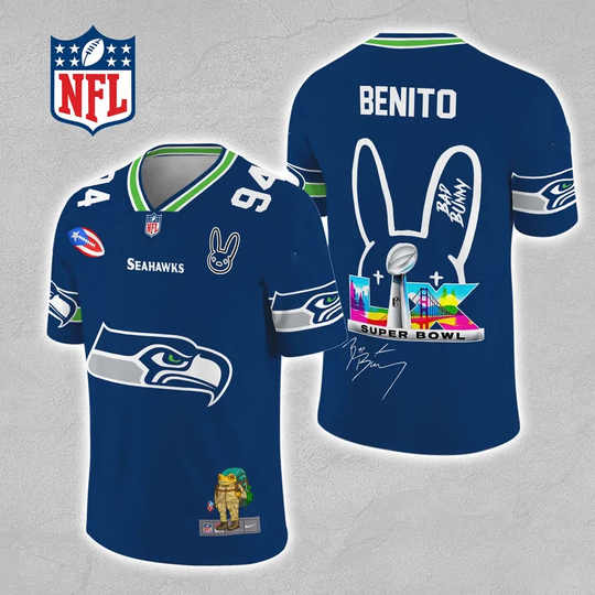 Seahawkss x Bad Bunny 3D Football Jersey