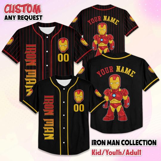 Custom Iron Man Baseball Jersey, Iron Man Movie Jersey Shirt, Iron Man Jersey, Family Matching Outfit, Gift for Fans