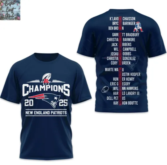 Discover New England Patriot 2025 Afc Champions 3D T-Shirt