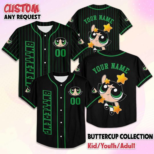 Personalized Buttercup Baseball Jersey, Custom The Powerpuff Girls Shirt, Buttercup Birthday Gift, Fan Lover Gift