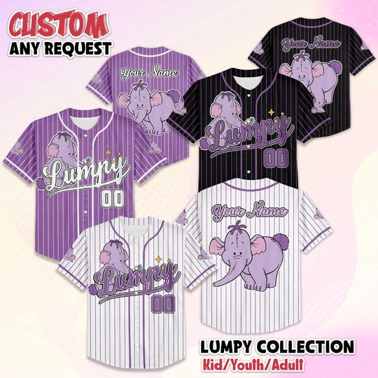 Discover Personalized Lumpy Baseball Jersey, Custom Disney Winnie the Pooh Jersey, Matching Family Jersey, Disneyland Trip Gift
