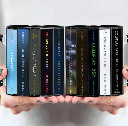 Discover Coldplay Albums Cassette Collection Retro Accent Mug