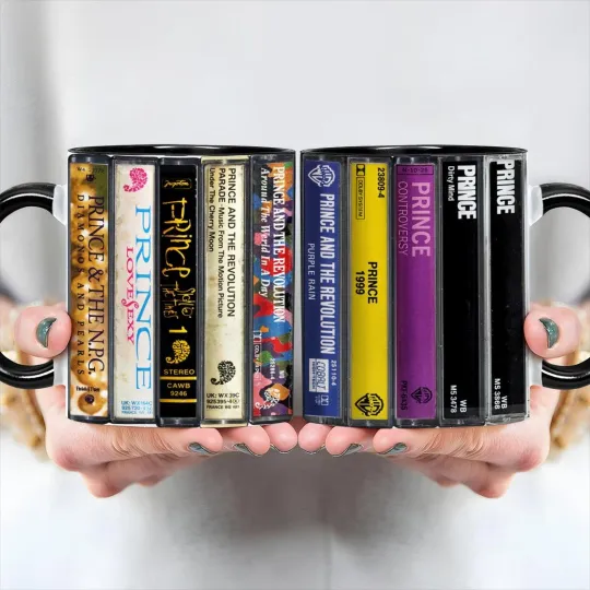 Discover Prince Albums Cassette Retro Accent Mug